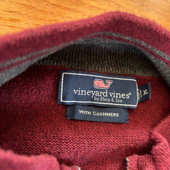 Vineyard Vines Sweater Mens XL Cotton Cashmere Blend 1/4 Zip Maroon Red Pullover - Picture 4 of 7